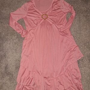 Pink Layered Long Sleeve Dress